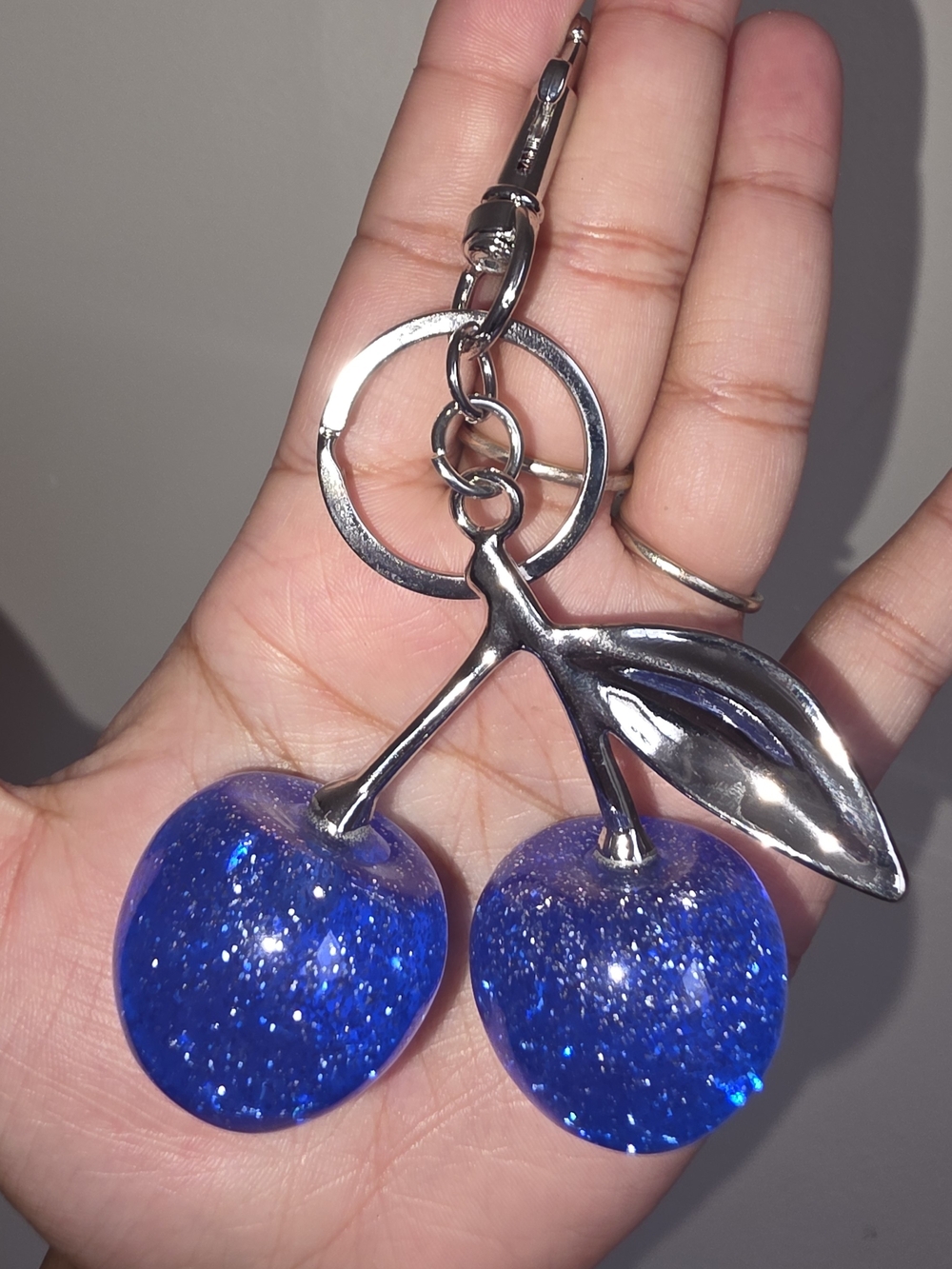 Blue Cherry Pendant Keychain - Women Jewelry